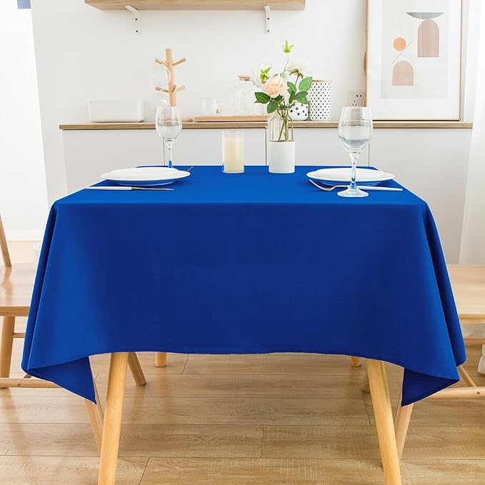 2 Pack Square Table Cloth 60X60 Inch Royal Blue Tablecloth Washable Polyester Solid Dining Table Cover for Birthday Party Dinner Holiday Outdoor Indoor
