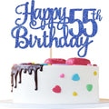 1 PCS Happy 55th Birthday Cake Topper Glitter Cheers to 55 Years Birthday Cake Pick Fifty Five 55 Fabulous Cake Decoration for Happy 55th Birthday Theme Party Decorations Supplies Blue