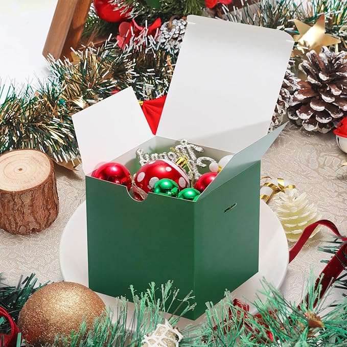 DOYIDE Small Gift Boxes, 20 Pack 5x5x5 Inch Green Elegant Paper Boxes with Ribbons, Crafting, Christmas Gift Box Wedding Party Favor, Cupcake, Candy, Bridesmaids Proposal Box