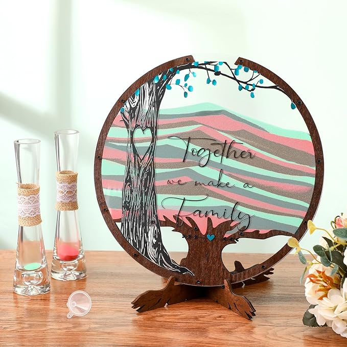 Anglechic Wedding Unity Sand Blended Family Sand Ceremony Kit Set Rustic Wedding Unity Ceremony Decorations for Bridal Shower Party Reception