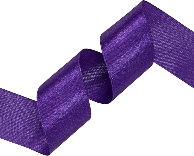 Purple Satin Ribbon 1-1/2 inch X Continuous 100 Yards, Single Face Polyester Ribbon Perfect for Gift Wrapping, Flower Bouquet, Wedding Decor, Crafts, Bow Making, Sewing and More
