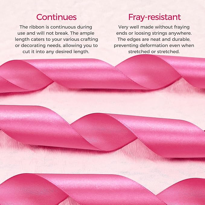 Hot Pink Satin Ribbon 1-1/2 inch X Continuous 50 Yards, Single Face Polyester Ribbon Perfect for Gift Wrapping, Flower Bouquet, Wedding Decor, Crafts, Bow Making, Sewing and More