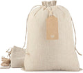 Tapleap Burlap Gift Bags with Drawstring - 10Pcs 10x14 Original Sacks with String and Tags for Wrapping Halloween Favors, Clothes, Toiletries, Breads, For Birthday, Wedding or Household Use
