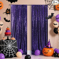 Poise3EHome 2ft x 8ft Purple Sequin Photography Backdrop Curtain 2 Panels for Party Decoration, Purple