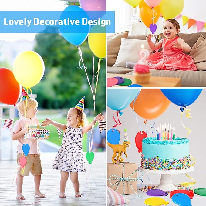 Lenwen 80 Pcs Balloon Weights Plastic Colorful Weights for Balloons for Birthday Party Decoration Wedding Holiday Celebration(Balloon Shaped,Rainbow)