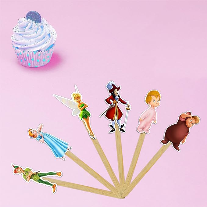"Petr Pan Cupcake Topper – Fairy Tale Theme Birthday Party Supplies – Cartoon-Inspired Cake Decoration for Adults – Perfect for Baby Showers, School Events, Family Celebrations, and Themed Parties"