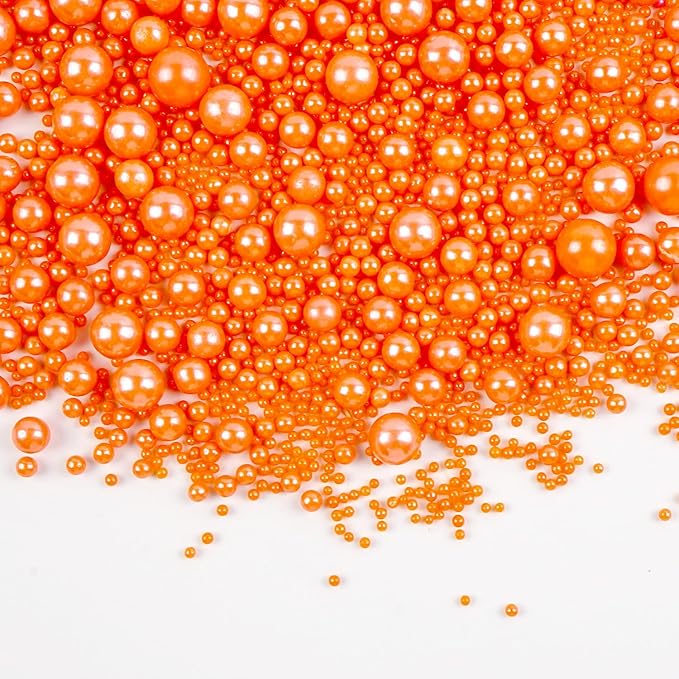 Edible Orange Pearl Sugar Sprinkles, Edible Sugar Sprinkles, Pearls for Cake Decorating, Ice Cream Toppings, Cookie Decorations, Wedding Party Halloween Supplies, 180g/6.35oz