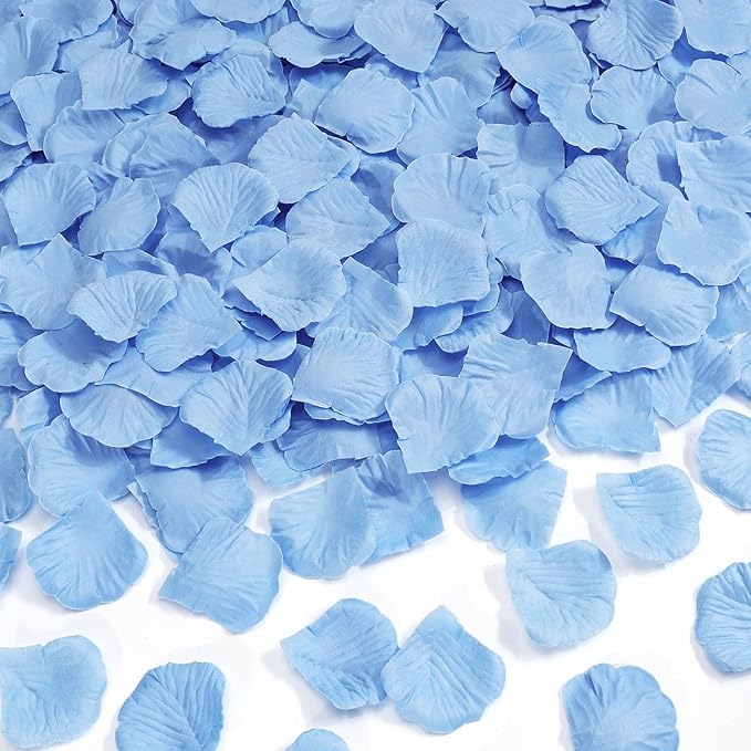 1000 Pcs Light Blue Rose Petals Artificial Silk Flower Petals Romantic Decorations for Wedding Engagement Birthday Event Anniversary Party Backdrop Supplies