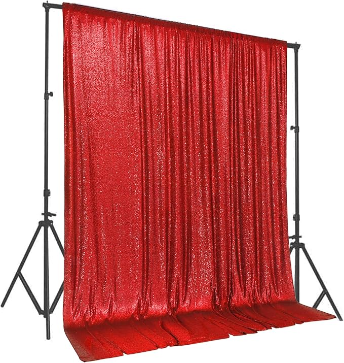 PartyDelight Dark Red Sequin Backdrop 10FTx10FT Wedding Curtain Special Events Party