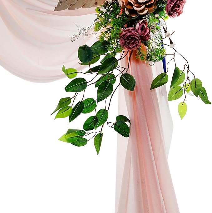 VDS Pack of 2 Panel (30 Inch X 20 Feet) Wedding Arch Draping Fabric Sheer Chiffon Fabric Drapery for Wedding Ceremony Reception Swag Backdrop Canopy Chuppah ARBO Altars Decoration (Dusty Rose)