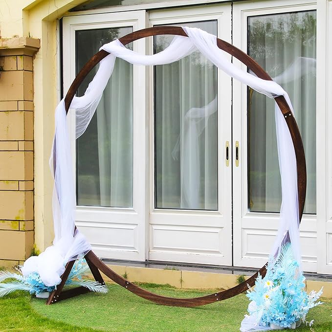 7.5FT Circle Wood Arch for Wedding Ceremony Arbor Backdrop Stand for Garden Wedding Parties
