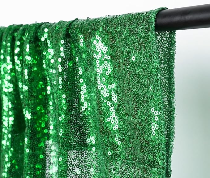 SquarePie Sequin Backdrop 2FTx8FT Green 2pcs Curtain Background for Wedding Party Christmas Decoration