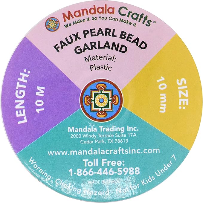 Mandala Crafts 10mm Faux Red Pearl Beads Roll - 11 Yards Strand of Fake Pearls Chain Garlands Spool String for Christmas Tree, Wedding, Party, Vases, DIY Decoration