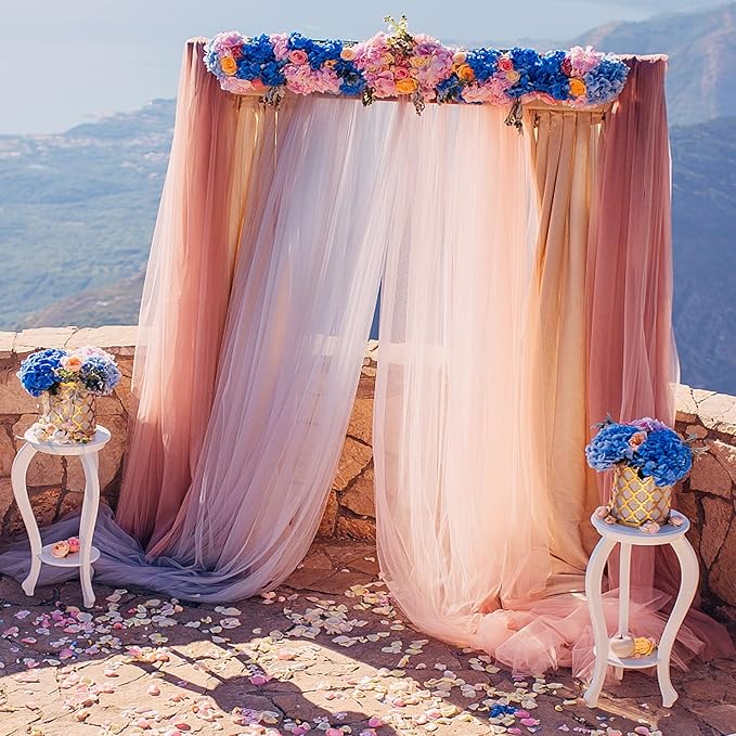 10x10 Dusty Rose Tulle Backdrop Curtains for Parties, Sheer Backdrop Curtain Wedding Photo Background Drapes for Baby Shower Photography Birthday Party