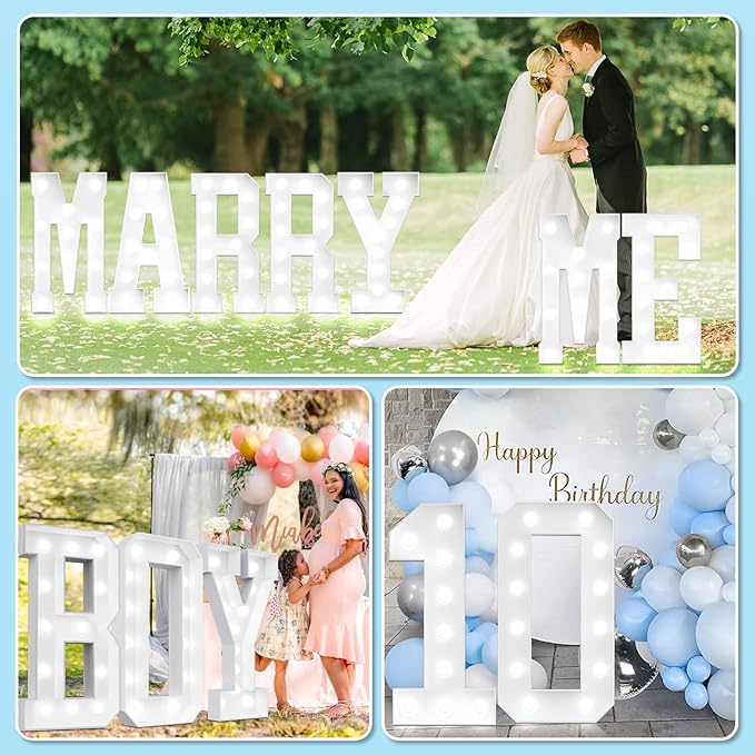 Ledido 4FT Marquee Light Up Letters, Cool White Light Up Letters Large Marquee Letter for Party Decorations, Mosaic Letter W for Balloons, Wedding Birthday Graduation Decor
