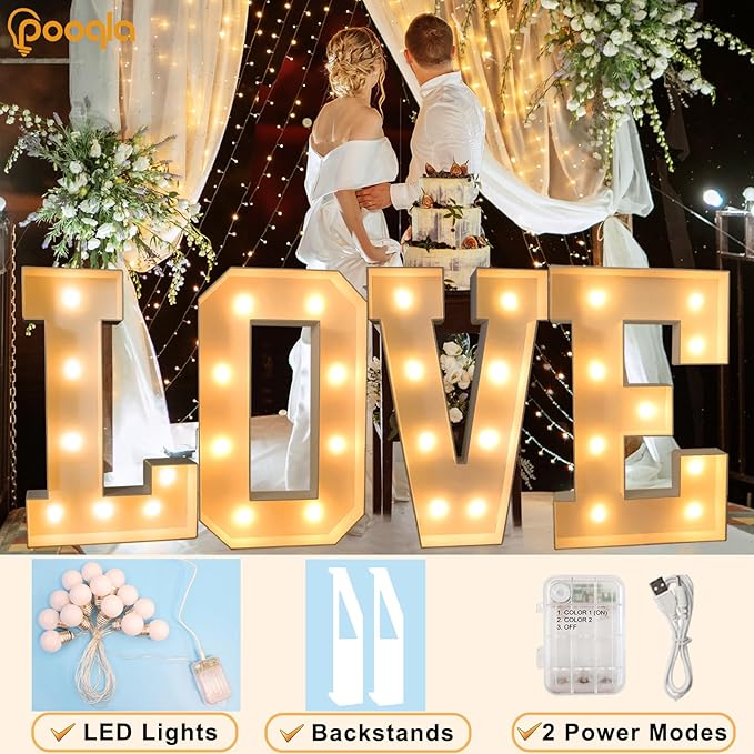 Pooqla 3FT Marquee Light Up Letters, LED Big Mosaic Marquee Letters 3 Feet, Giant LED Sign for Balloons Birthday Anniversary Wedding Party Decoration, Cool White and Warm White Letter B