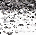Silver and Black Happy Birthday Confetti, 3000 Pcs Birthday Cake Table Metallic Foil Confetti Party Table Decor for Party, Baby Shower, DIY Arts and Crafting
