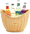 Lexenic Ice Bucket with Handle Hole, Woven and Acrylic Double Layer Basket Design, 4L Champagne Wine Ice Bucket for Cocktail Bar, Parties, Picnics- Anti Frozen Hands Anti Water Leakage (Rattan)