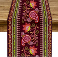 Dark Red Paisley Table Runner, Vintage Boho Paisley Flowers Geometric Print Table Cover for Farmhouse Wedding Party Home Kitchen Dining Table, 13x90inch