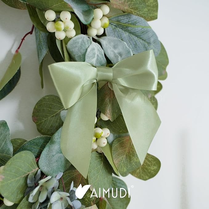 AIMUDI Sage Green Satin Bows 5.5" Bows for Gift Wrapping Satin Twist Tie Bows Premade Ribbon Bows for Treat Bags Invitations Baskets Wreaths Crafts Wedding Birthday Baby Shower Decorations, 24 PCs
