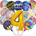 50 Pcs Happy Birthday Party Aluminum Foil Balloons and 4th Birthday Balloons, 18 Inch Round Aluminum Foil Balloon with" Happy Birthday" Sign, Birthday Party Decorations for Boys/Girls (4)
