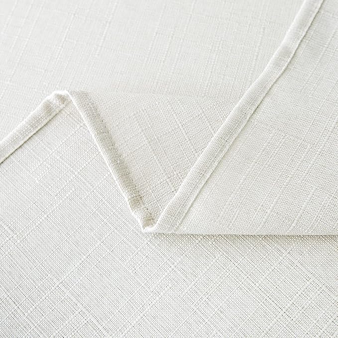 NLMUVW Linen Round Tablecloth 48 Inch, White Table Cloth Textured Small Dining Table Cover Water Resistant for Party Cafe Kitchen