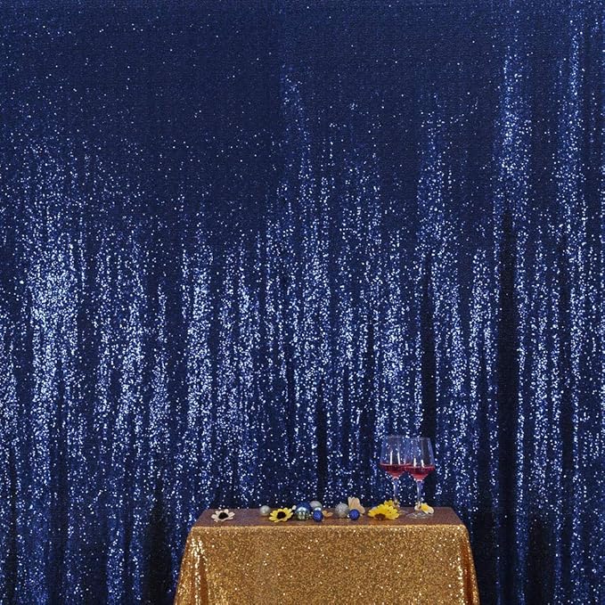SquarePie Sequin Backdrop 6FT x 8FT Navy Blue Curtain Background for Wedding Party