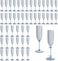 XUWAIDSGN 48 Pack Blue Detachable 2 piece Champagne Flutes 5.5 Oz Unbreakable Plastic Mimosa Disposable Champagne Glasses Drinking Cups Stemmed Reusable Wine Toasting Glasses for Wedding