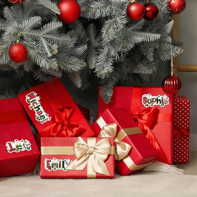 Personalized Christmas Stickers Custom Santa Claus Name Stickers Label for Gifts Box Package Envelope Seals Cards Christmas Gifts Tag for Family Kids A Sheet