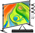 Photo Backdrop Banner Stand Kit, Heavy Duty 10 x 8 FT Adjustable Telescopic Tube Back Drop Display Stand, Step and Repeat Stand for Party Photography Trade Show Booth Background, with Clips