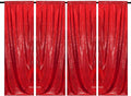 Red Sequin Backdrop Curtains 4 Panels 2FTx8FT Glitter Red Drapes Photo Backdrop Party Wedding Baby Shower Curtain Sparkle Photography Background