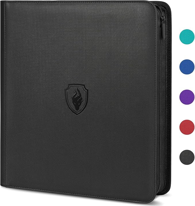 Premium Zip Card Binder 12 Pocket, Fabmaker 912 Pockets Trading Card Binder, PU Zipper Card Collection Album, Sturdy Side-Loading Card Book Holder for MTG, TCG, Game Cards, Sports Cards, Black