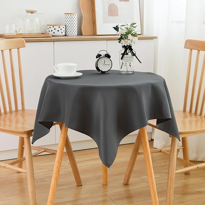 2 Pack Small Square Table Cloth 36X36 Inch Grey Washable Fabric Polyester Solid Table Cover for Night Stand End Table Side Table Outdoor Indoor