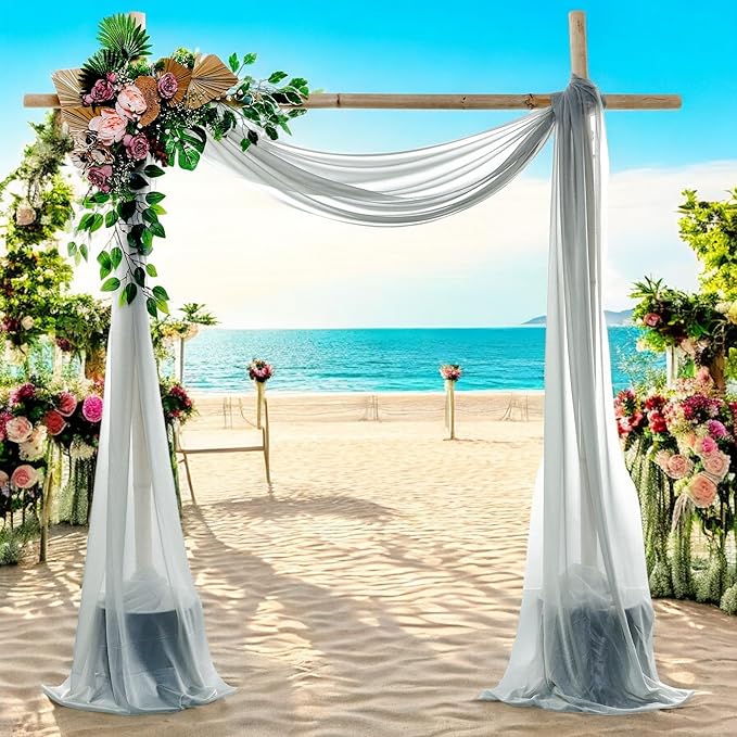 MDS Halloween Chiffon Draping Fabric - 1 Panel, 30" Wide x 20ft Long - Sheer Spooky Arbor & Canopy Drapery for Haunted House Backdrops, Party Ceilings, DIY Costumes & Themed Events - Gray