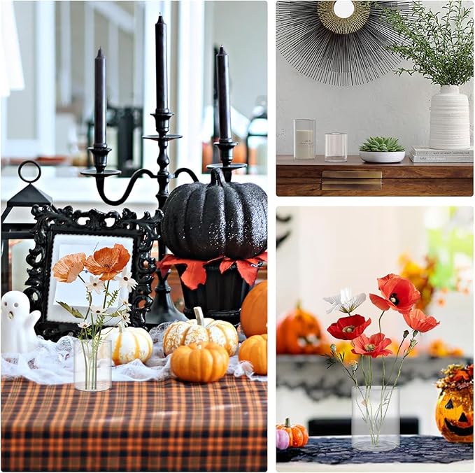 24 Pcs 4 Inch Tall Glass Vases Bulk Clear Cylinder Flower Vases Transparent Candle Holder for Wedding Centerpieces Home Decoration Dinners Party Event