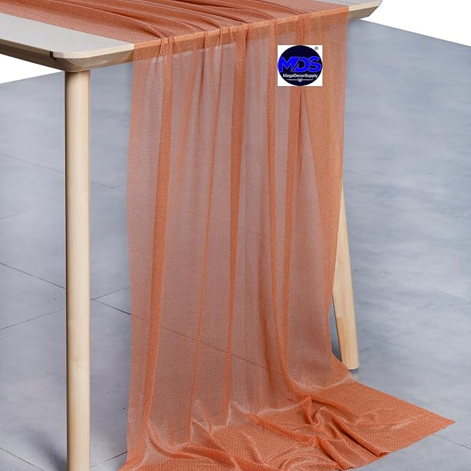 MDS Halloween Chiffon Table Runner - 12 Pack, 29 x 170 Inches, 14ft Each - Sheer Spooky Table Runners for Haunted House Parties, Trick-or-Treat Tables, Witchy Décor, Wedding & Events - Coral Peach