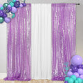 SquarePie Sequin Backdrop Curtain 2 Panels 2FT x 8FT Lavender Background for Wedding Party Christmas