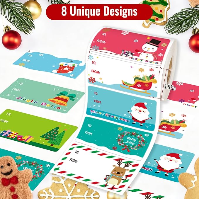 500 PCS Tags - Santa Claus Stickers, Self-Adhesive Cartoon Christmas Tags for Festival & Holiday Decor