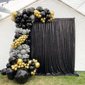 Black Sequin Backdrop Curtains 1 Panel 8FTx8FT Wedding Photo Backdrop Drapes Glitter Birthday Bridal Party Curtains Sparkle Background Party Decor Curtains