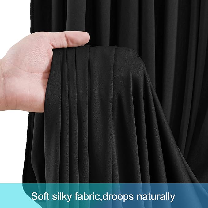 40ft x 12ft Black Backdrop Curtains Wrinkle Free Backdrop Curtain for Wedding Parties Black Fabric Backdrops Drapes Back Drop Cloth Bridal Shower Stage Curtains Wedding Decorations for Reception