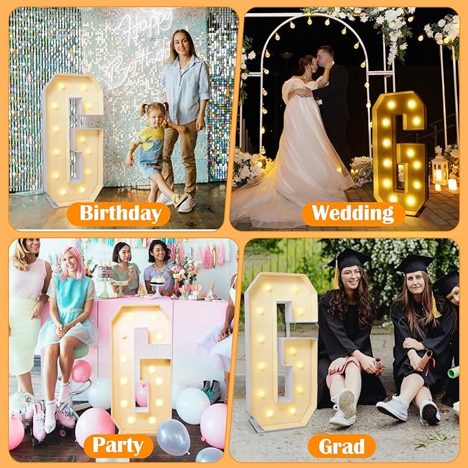 4ft Marquee for Letter G, Large Light Up Letters, Multifunctional Party Decor, 48 inches