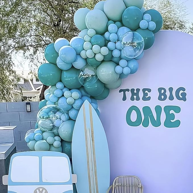 Teal Blue Balloons, Turquoise Balloons Macaron Teal Blue Balloon, Peacock Blue Retro Sea Blue Metallic Gold Balloon for Birthday Baby Shower Wedding Summer Beach Party Decoration