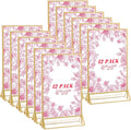 12 Pack Acrylic Sign Holder 4 x 6 Gold Picture Frames, Double Sided Flyer Display Holder Menu Holder, Acrylic Frames for Wedding Table Number