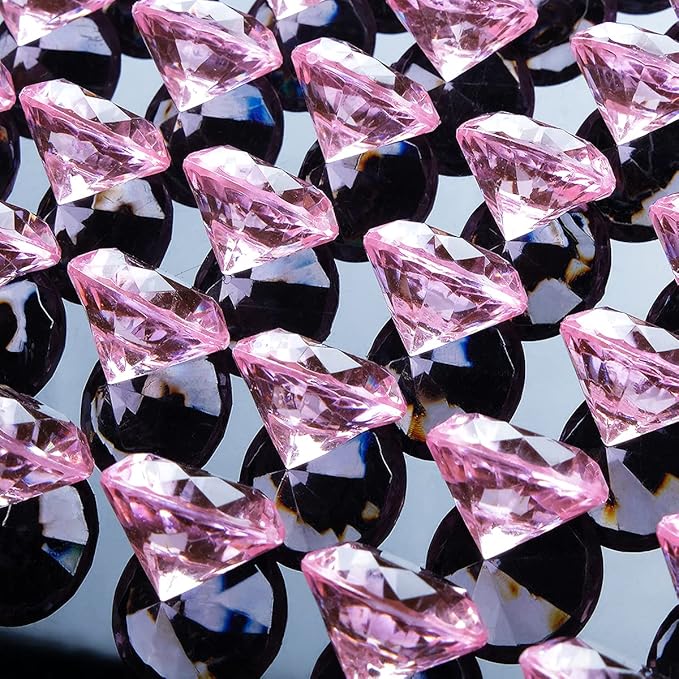 Acrylic Diamond Fake Gems Vase Filler, Babenest 240pcs 3/4 Inch Faux Diamonds Crystals Jewels for Table Scatters Wedding Party Event Arts & Crafts Birthday Decoration Favor (Pink)