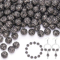 150 pcs 10mm Rhinestone Beads for Jewelry Making, Hematite Shiny Round Shamballa Disco Beads Bulk, Sparkle Crystal Clay Christmas for Bracelet Baseball Necklace Earring Crafting and DIY