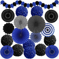 Party Decorations, Black Navy Blue Papar Fans Pompoms Garlands for Men Boy Fathers Day Graduation Wedding Birthday Party Decoration