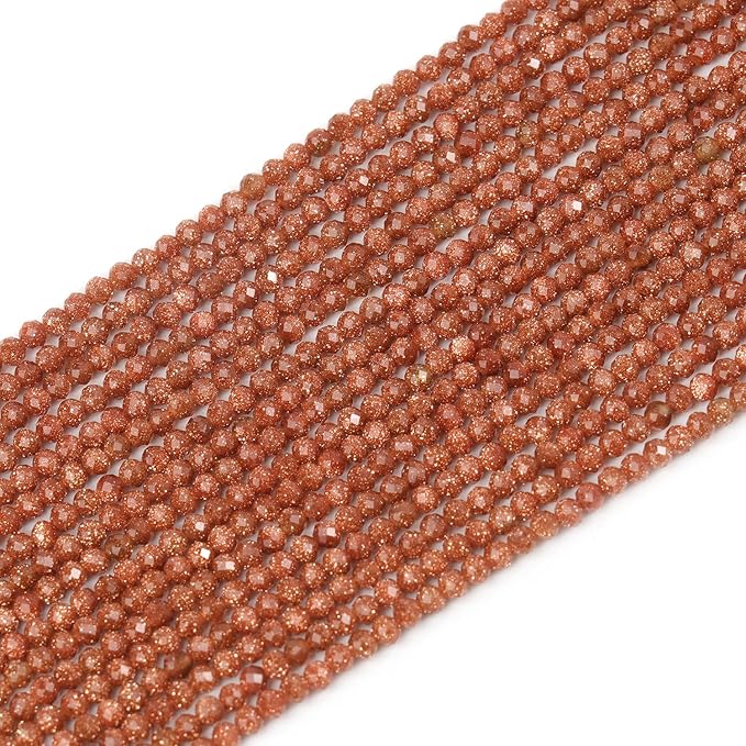 Song Xi 90pcs 4mm Natural Golden Sandstone Gemstone Beads Faceted Round Loose Stone Beads for Jewelry Making