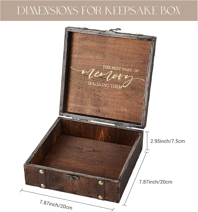 AW BRIDAL Wedding Memory Box for Keepsakes, Wooden Keepsake Boxes with Lid for Storage and Decorative, Wedding Gifts for Bride and Groom, Bridal Shower Gifts for Bride, Engagement Gift for Couples