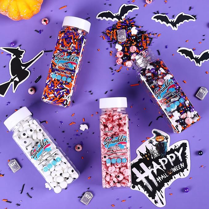 Candy Eyeballs, 0.4in/10mm Edible Eyes Sprinkles, Halloween Sprinkles, Candy Eyes for Decorating, Perfect for Cake, Cupcake, Macaron, Baking, Ice cream, and Cookies(4.23 oz Edible Eyeballs)