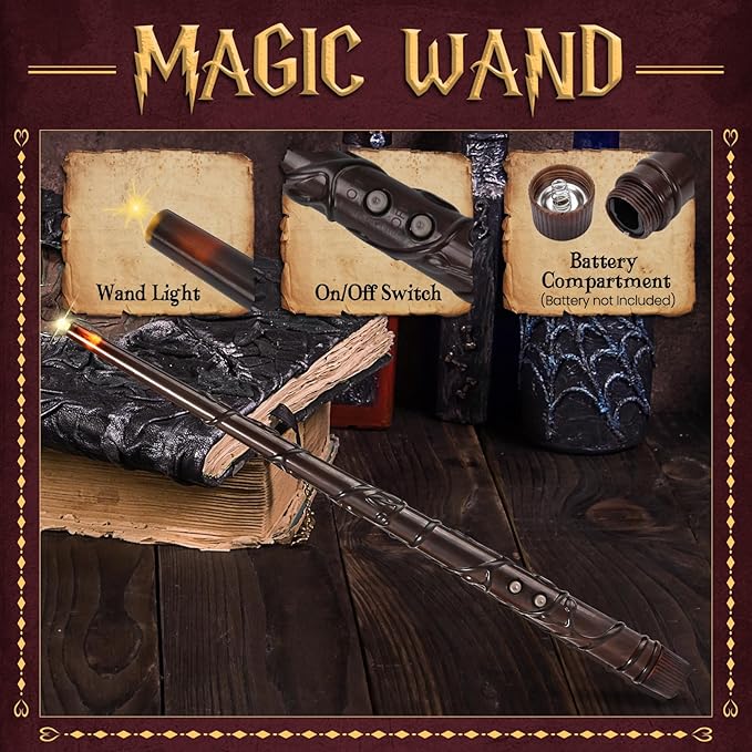 Halloween Decorations, Floating Candles with Wand, 12 PCS Magic Hanging Candles, Flickering Flameless Floating LED Candle, Witch Wizard Christmas Decor for Home Classroom Bedroom Church Birthday Party